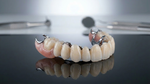 Removable dental prosthetic on a clean clinical surface